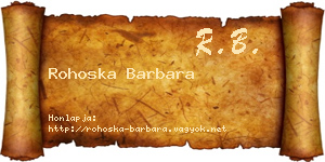 Rohoska Barbara névjegykártya